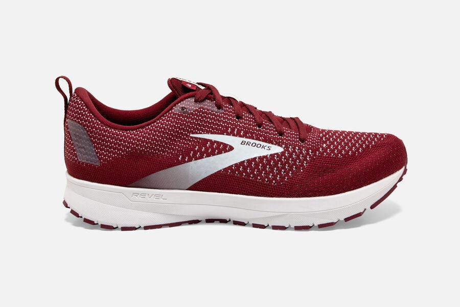 Brooks Men's Revel 4 Road Running Shoes Burgundy/White GZKA-30984